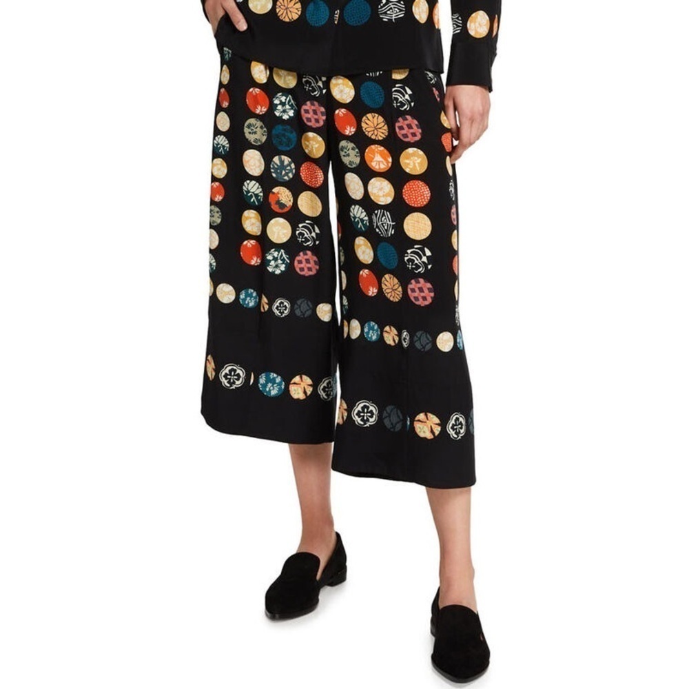 AKRIS Japanese Wood Block Silk Pants